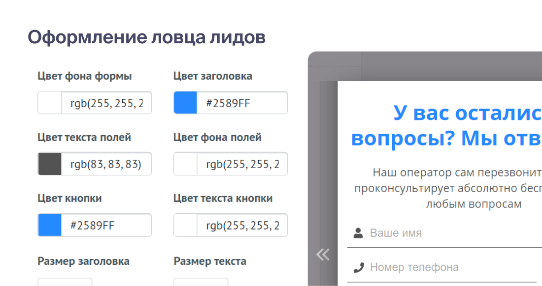 3. Настройте внешний вид ловца лидов