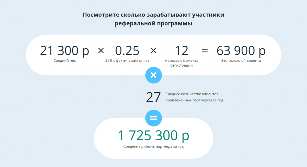 Пример расчета для партнера Roistat