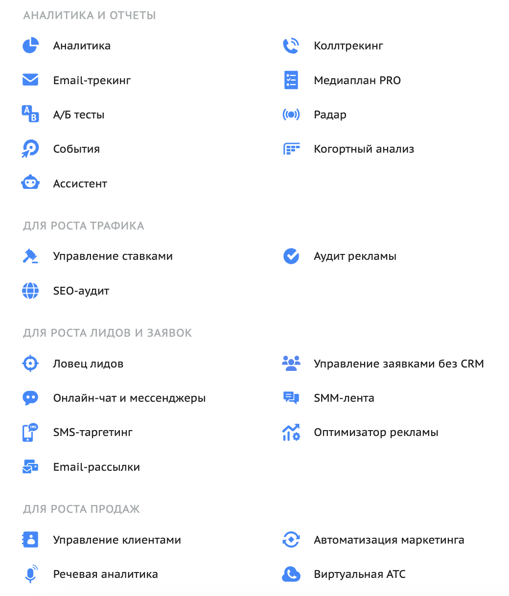 Инструменты Roistat для управления маркетингом и продажами