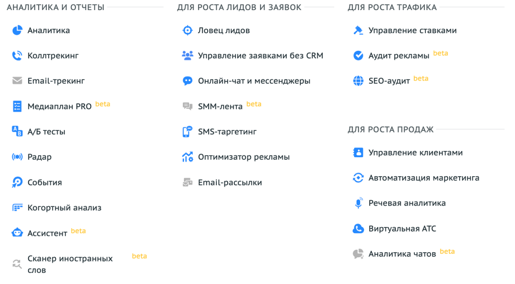 Инструменты Roistat